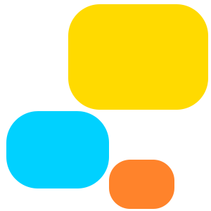 Логотип психолога Оксаны Тимошенко: три разноцветных прямоугольника, напоминающих беседу